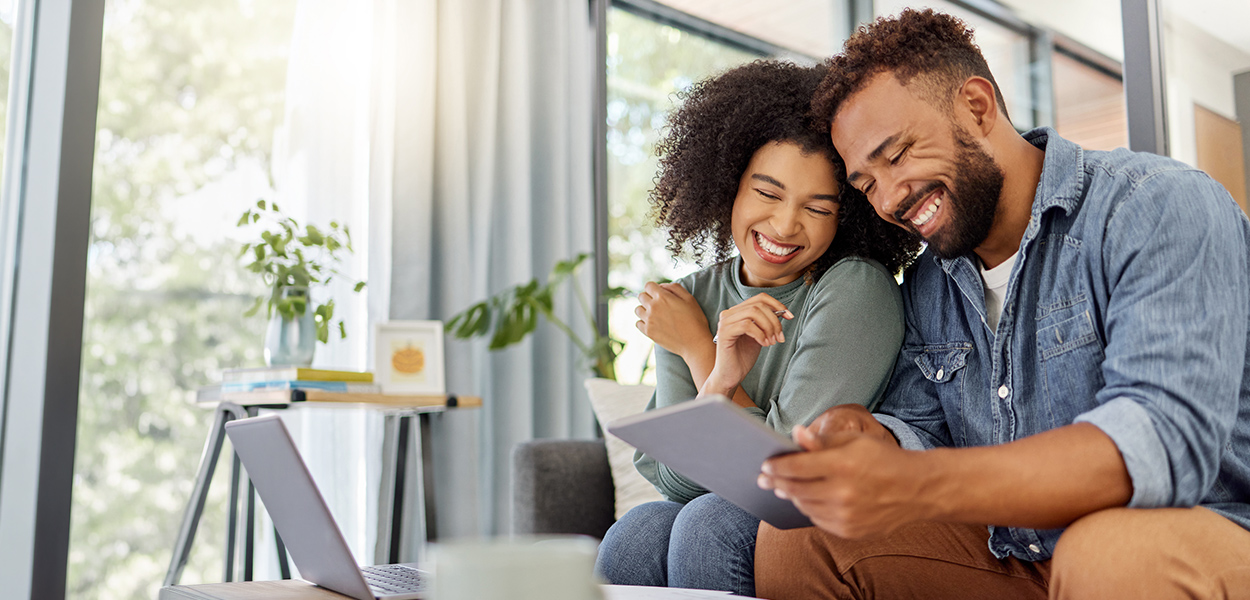 Couple looking at ipad