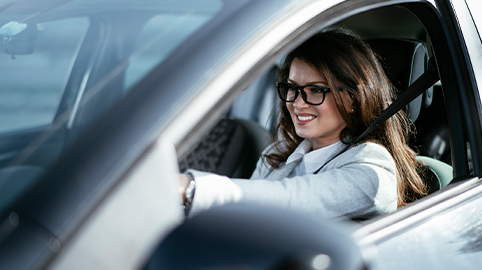 Woman driving in car