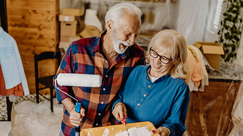 Older couple renovating their house